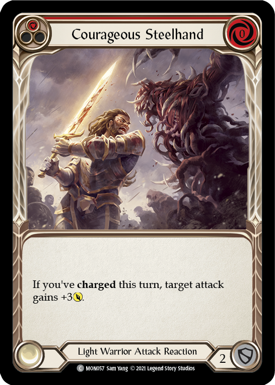 Courageous Steelhand (Red) (Rainbow Foil) [MON057-RF] 1st Edition Rainbow Foil