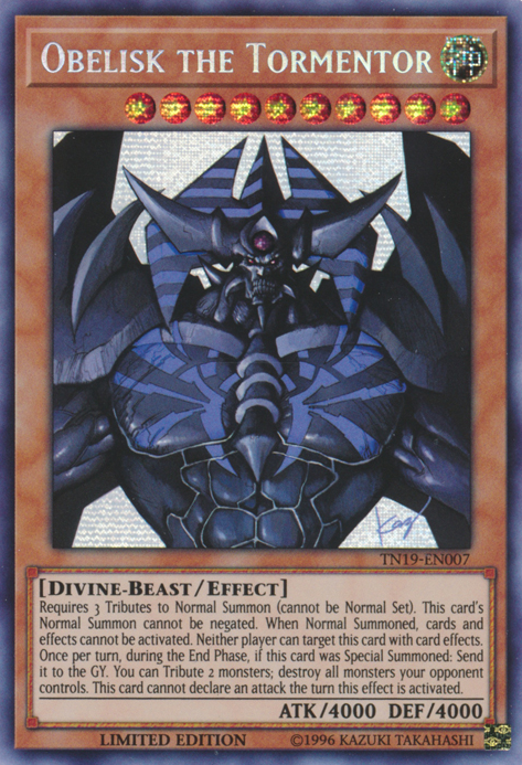 Obelisk the Tormentor [TN19-EN007] Prismatic Secret Rare