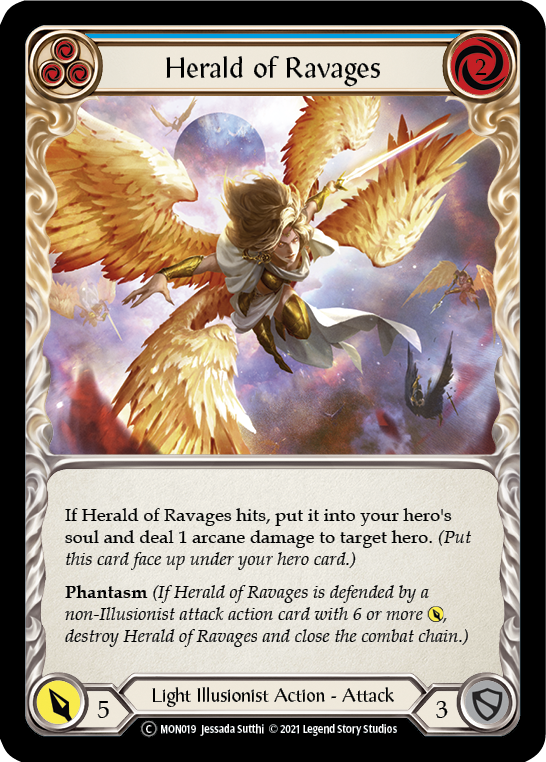 Herald of Ravages (Blue) (Rainbow Foil) [U-MON019-RF] Unlimited Edition Rainbow Foil