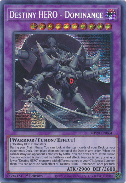 Destiny HERO - Dominance [MP20-EN064] Prismatic Secret Rare