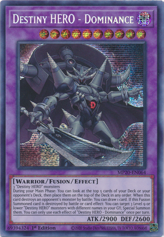 Destiny HERO - Dominance [MP20-EN064] Prismatic Secret Rare